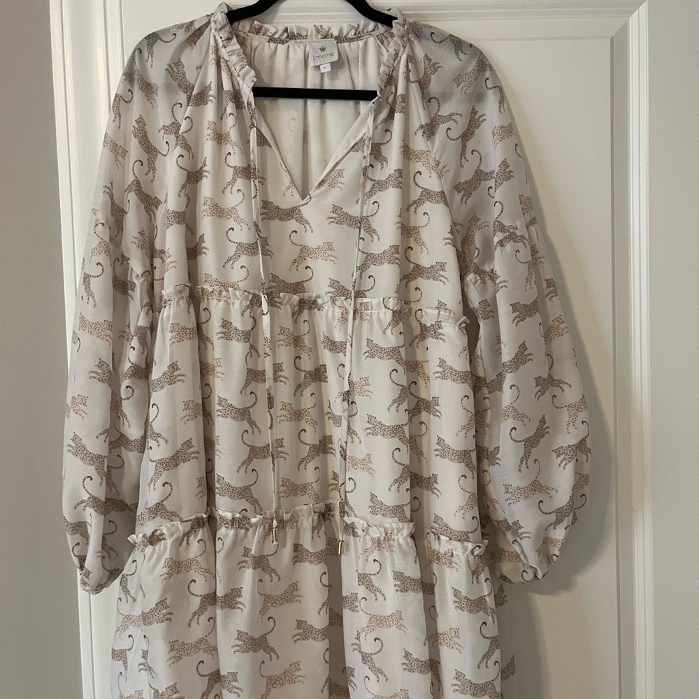 Elegant Cream Leopard Print Midi Dress